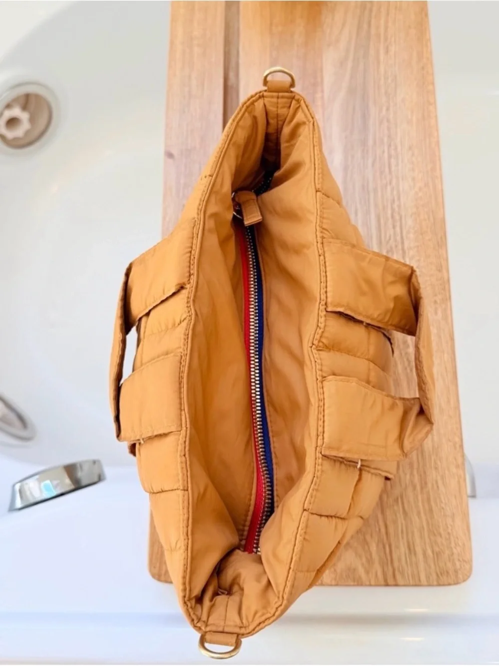Clare V Le Petit Box Tote Sportif - Mustard Quilted Puffer original $185
